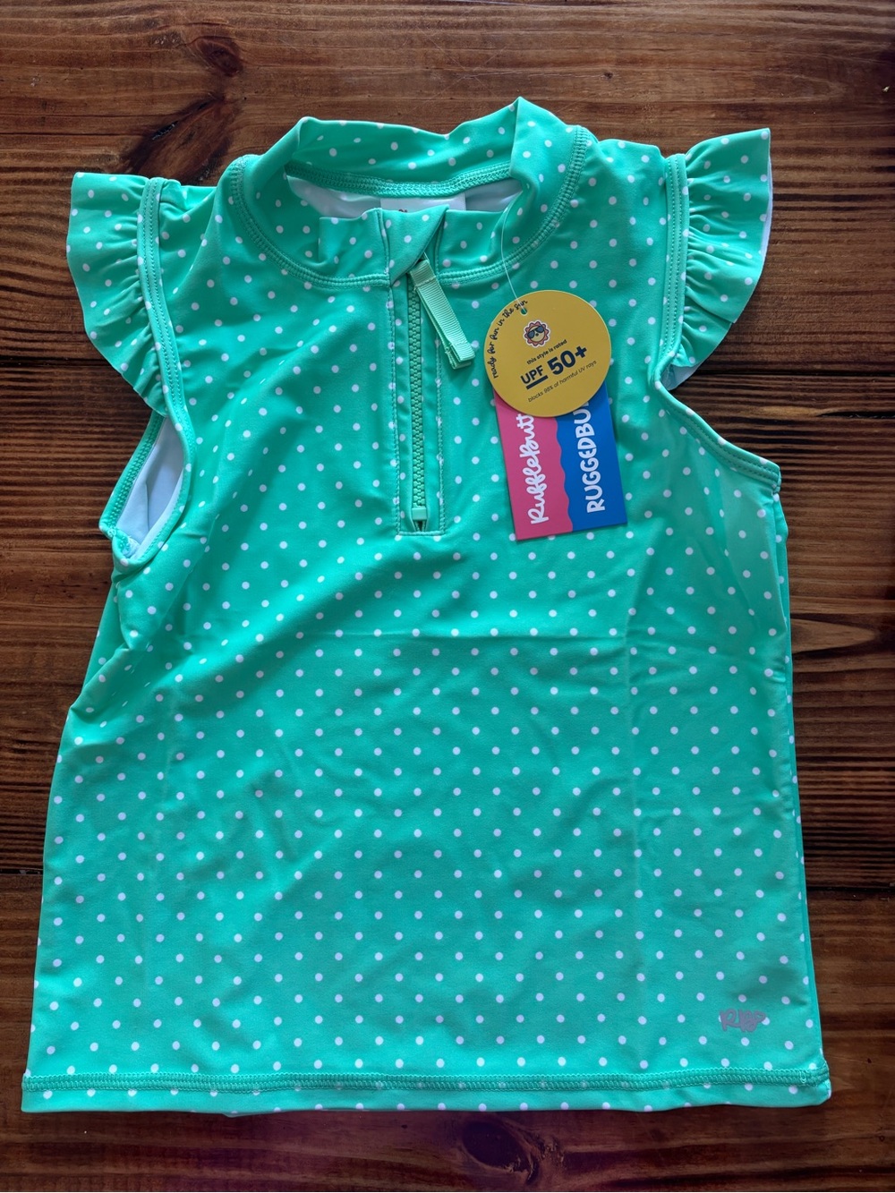 Ruffle Sleeve Polka Dot UPF 50+ Active Top Girls size 7